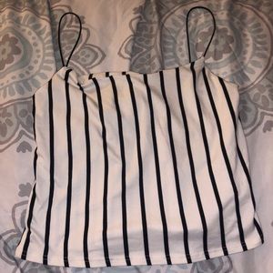 Black and White Striped Crop Tank